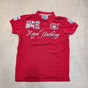 Geographical Norway Polo Mens L (Runs Smaller) Red Nautical Sailing Scandinavian